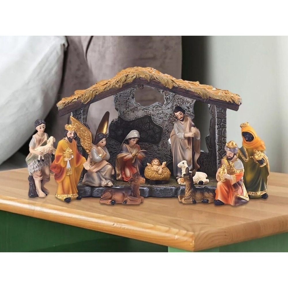 New Christmas Manger Nativity Set Real Family Jesus Crafts Statue Beautiful